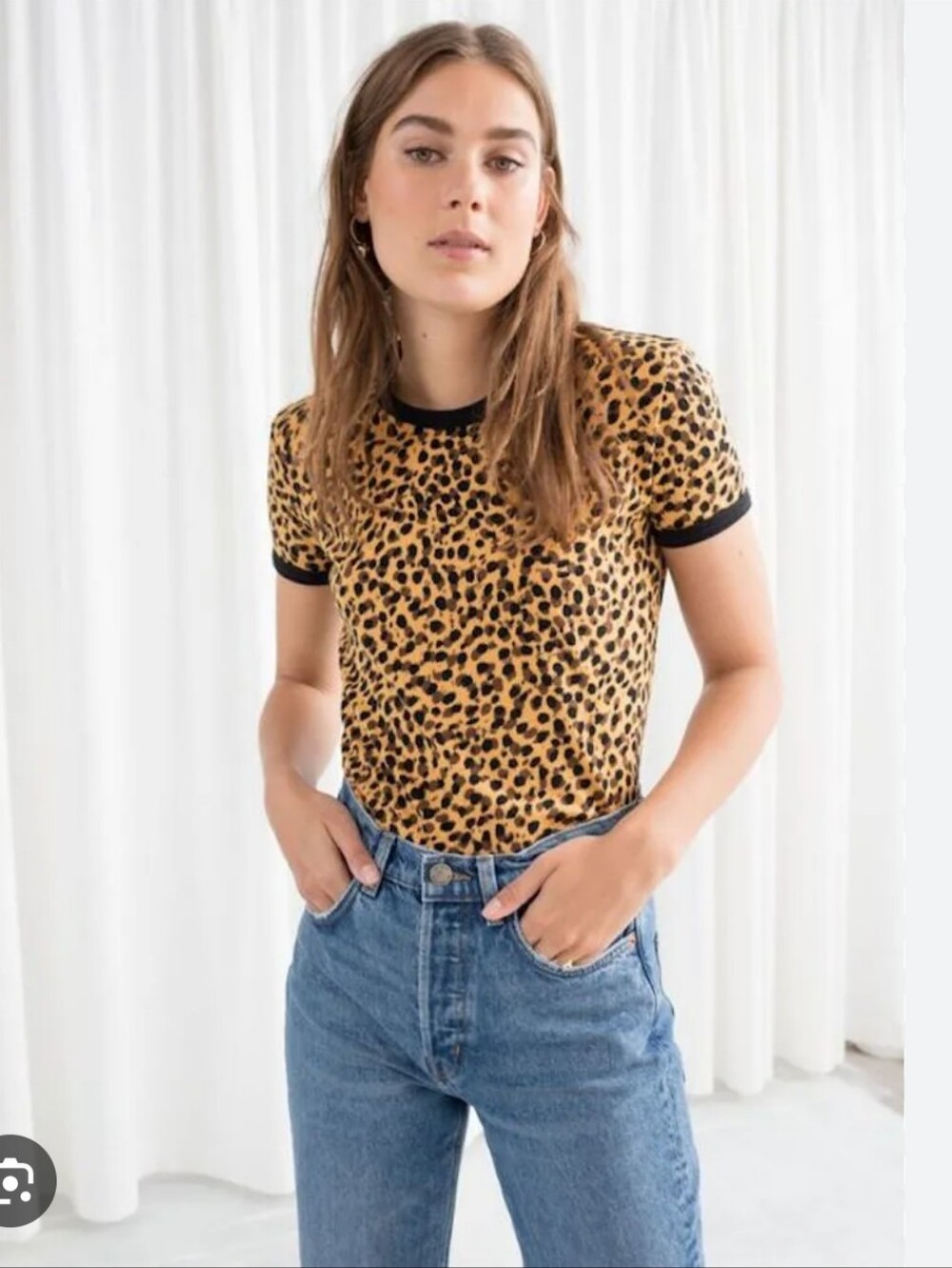& Other Stories Leopard Print Short Sleeve Tee in Tan and Black
